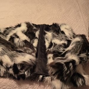 SHEIN Black and White Faux Fur Jacket